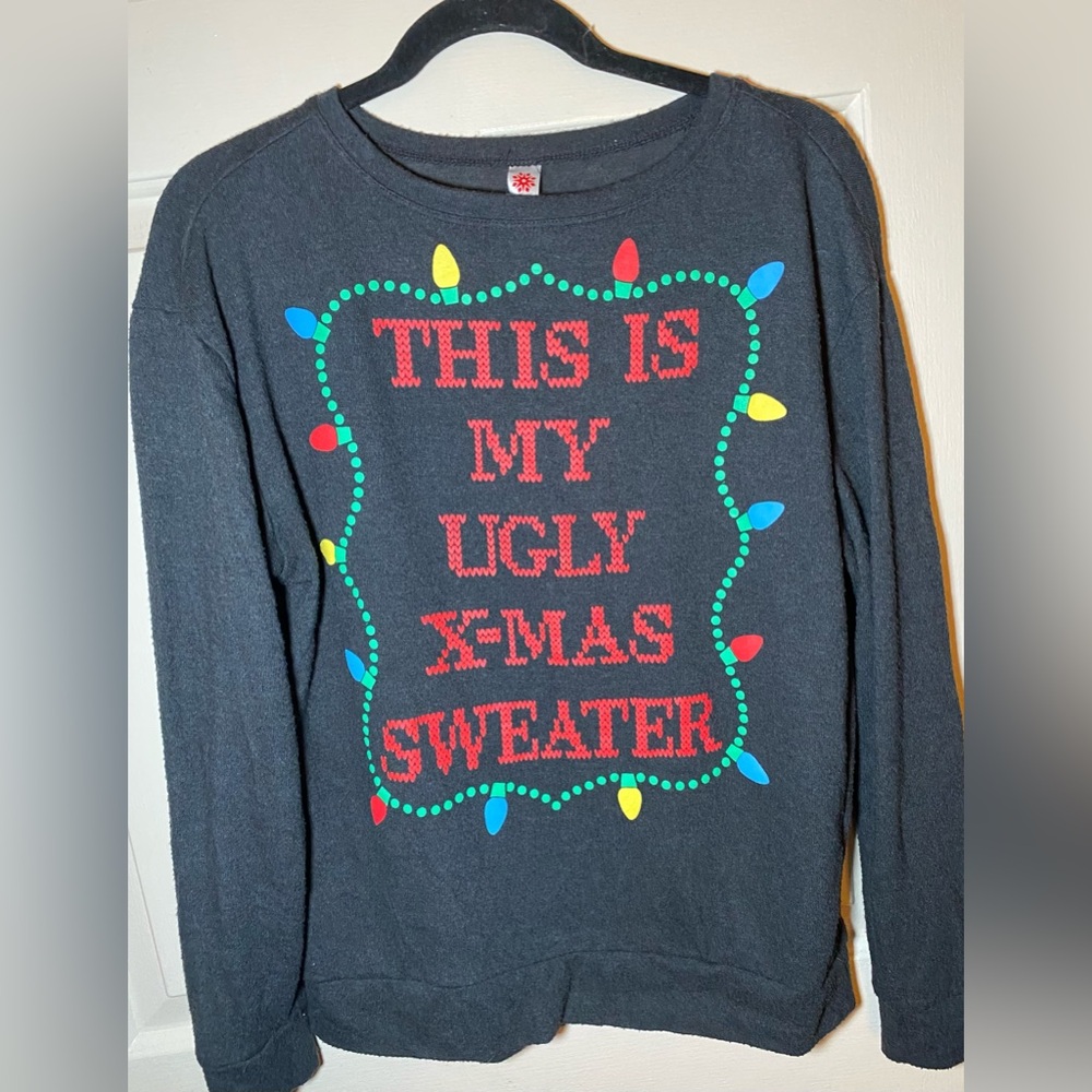 This Is My Ugly Xmas Sweater Black Sweater Holiday Junior‎ Size 7-9